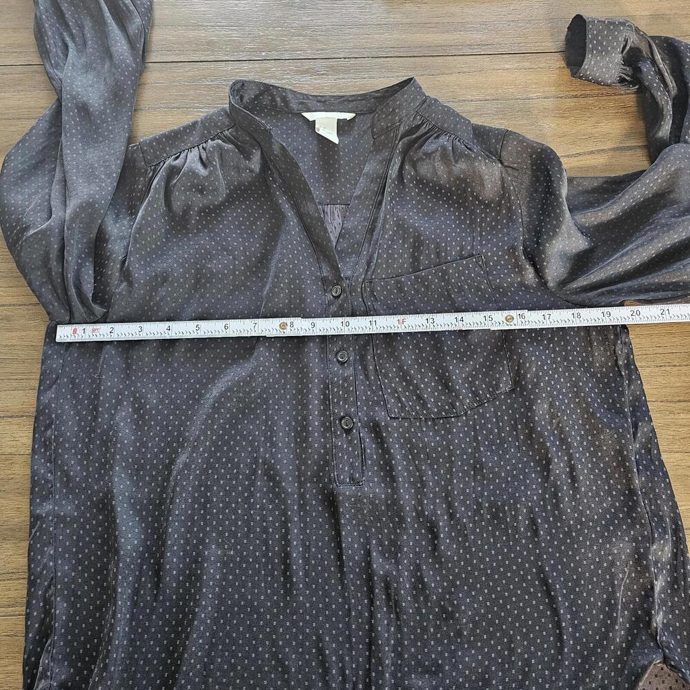 H&M Black Polka Dot Long Sleeve Blouse, Women's Sz 2 - Picture 6 of 11